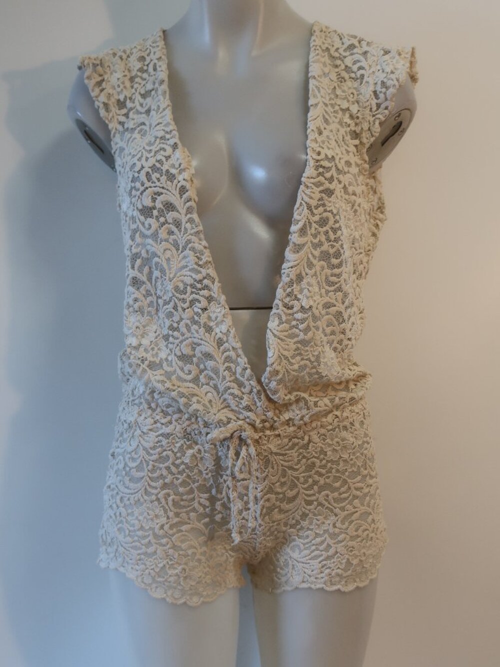 Pilyq Cream Lace Swim Coverup Romper